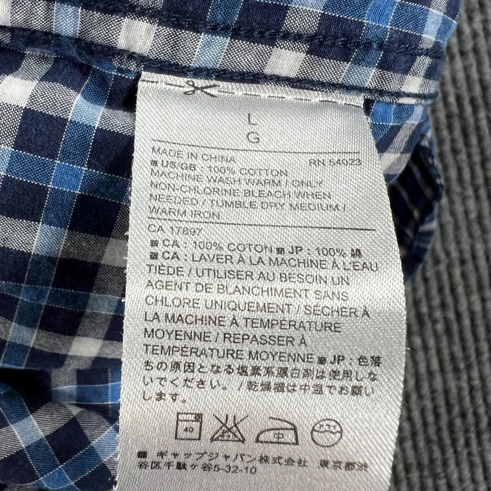 Banana Republic Shirt Mens Large Blue Plaid Long Sleeve Button Up Casual Work